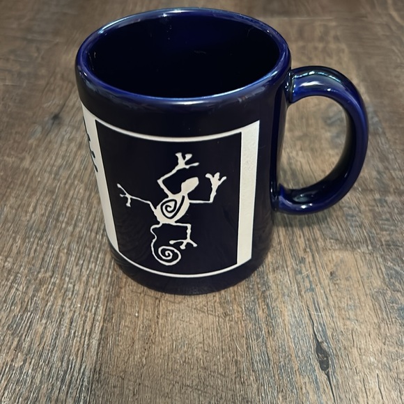 Etched Kokopelli Coffee Mug Navy Blue Made-In USA Southwestern - Picture 2 of 7